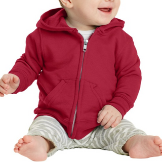 Port & Company Infant Zip Sweatshirt (Red/White text)