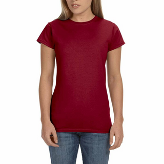 Gildan Ladies' Softstyle T-Shirt (Antique Cherry Red/White text)