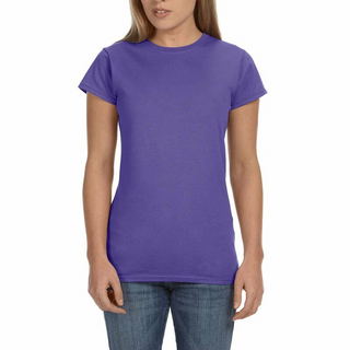 Gildan Ladies' Softstyle T-Shirt (Heather Purple/White text)