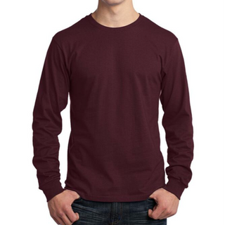 Port & Company Long Sleeve Tee (Maroon/White text)