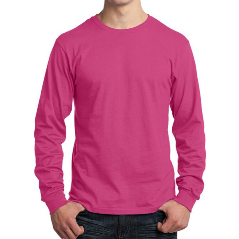 Port & Company Long Sleeve Tee (Sangria/White text) Main Image