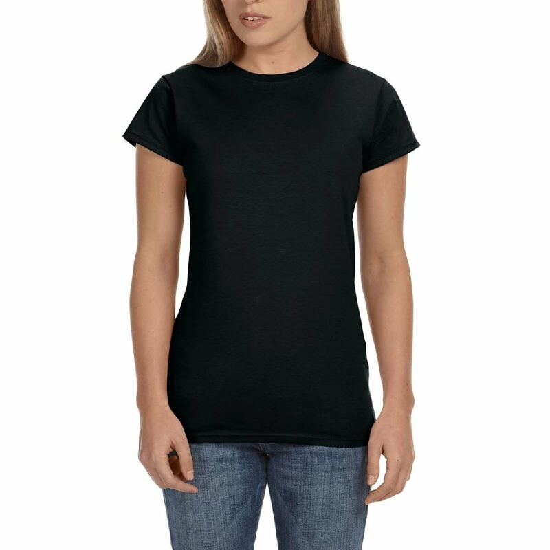 Gildan Ladies' Softstyle T-Shirt (Black/White text) Main Image