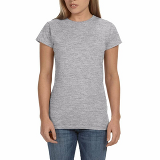 Gildan Ladies' Softstyle T-Shirt (Heather Grey/Black text)