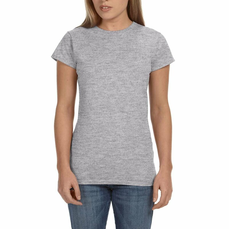Gildan Ladies' Softstyle T-Shirt (Heather Grey/Black text)
