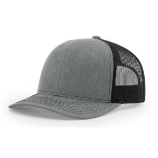 Youth Size Leather Patch Trucker Cap (Heather Grey/Black with Tan Leather Patch)