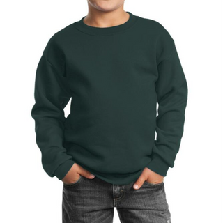 Port & Company Youth Crewneck (Forest Green/White text)