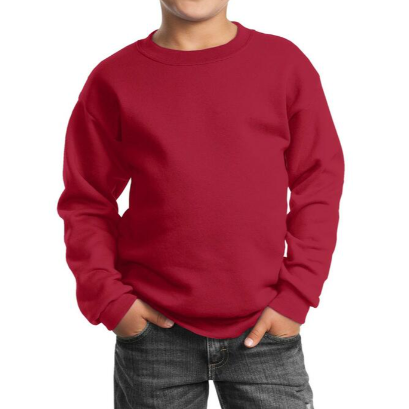 Port & Company Youth Crewneck (Red/White text) Main Image