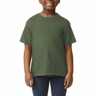 Gildan Youth Softstyle T-Shirt (Military Green/White text)