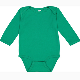 Rabbit Skins Infant Long Sleeved Body Suit (Kelly/White text)