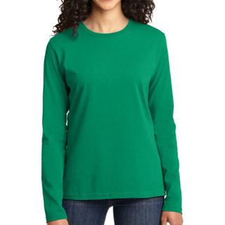 Port & Company Ladies' Long Sleeve Tee (Kelly/White text)