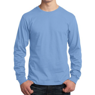 Port & Company Long Sleeve Tee (Light Blue/Black text)