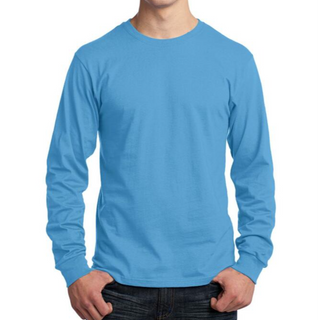 Port & Company Long Sleeve Tee (Aquatic Blue/White text)