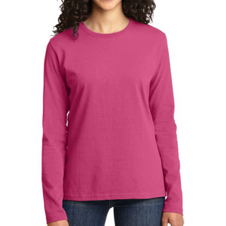 Port & Company Ladies' Long Sleeve Tee (Sangria/White text)