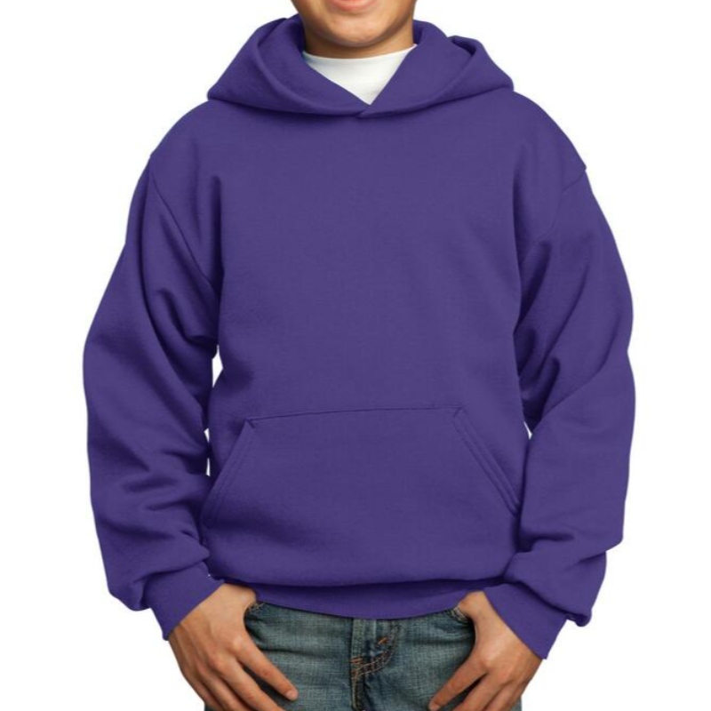 Port & Company Youth Hoodie (Purple/White text) Main Image