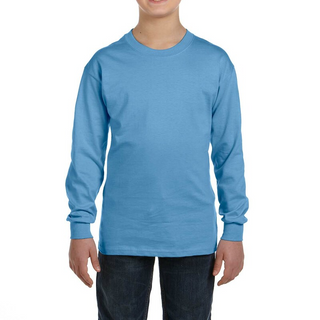 Gildan Youth Long Sleeve Shirt (Carolina Blue/Black text)