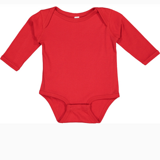 Rabbit Skins Infant Long Sleeved Body Suit (Red/White text)