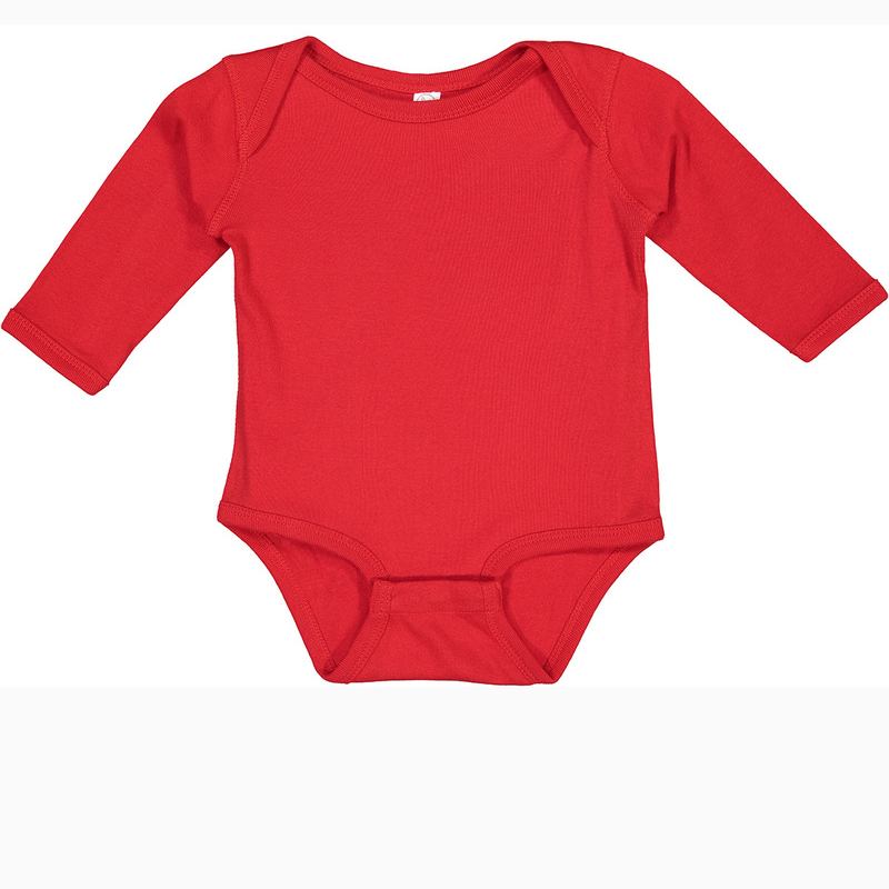 Rabbit Skins Infant Long Sleeved Body Suit (Red/White text) Main Image