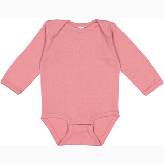 Rabbit Skins Infant Long Sleeved Body Suit (Mauve/White text)