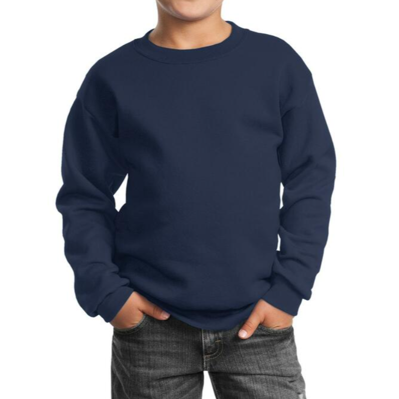 Port & Company Youth Crewneck (Navy/White text) Main Image