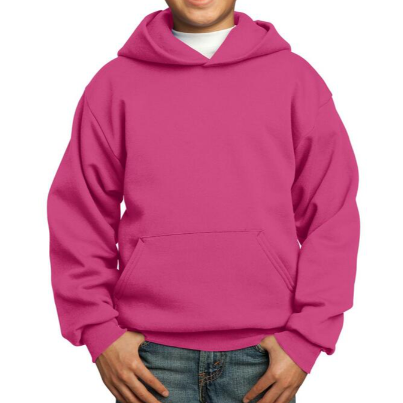 Port & Company Youth Hoodie (Sangria/White text) Main Image