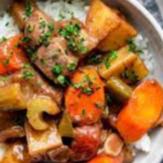 D3- Beef Stew, Parsley Potatoes  & Rice Image