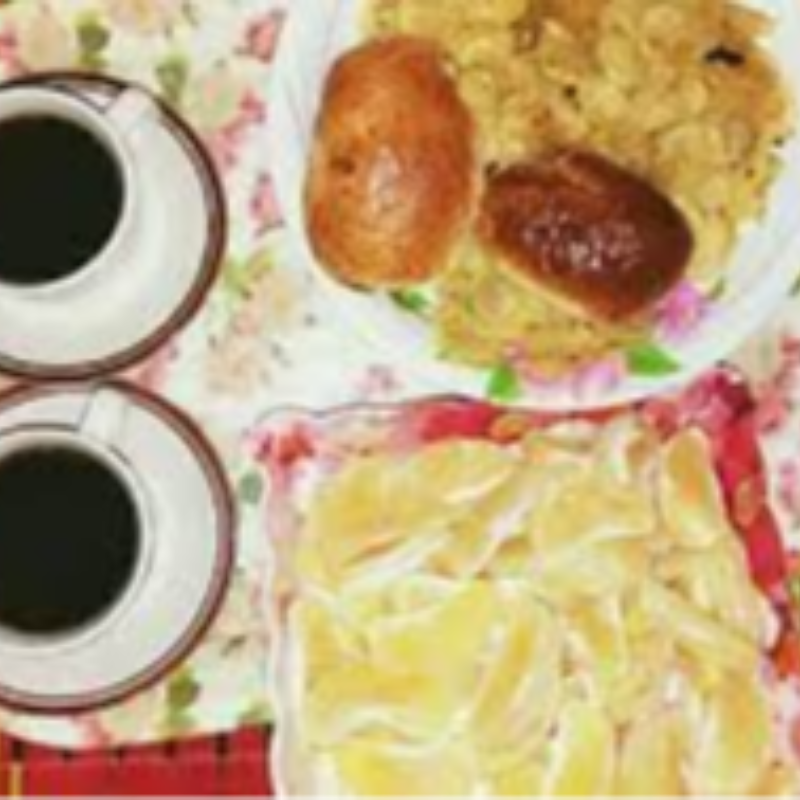 B3- Black tea + 2pancakes,Fried potatoes & fruit Large Image