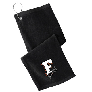 Embroidered Black Pitching Towel