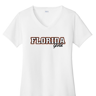 Women's Sublimated White Florida Gold V-Neck