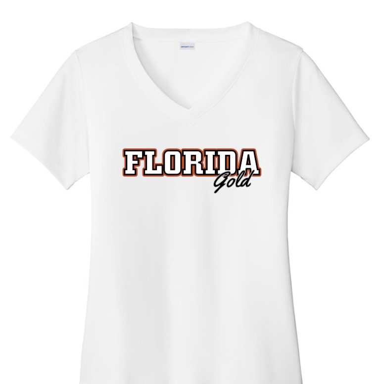 Women's Sublimated White Florida Gold V-Neck