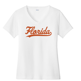 Women's Sublimated White Florida V-Neck