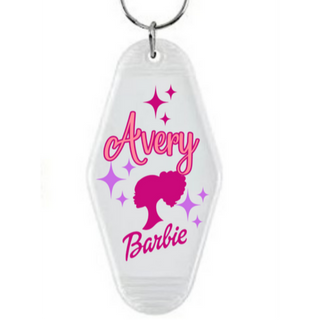 Glow in the Dark Vintage Key Chain - Personalized Barbie Design Image