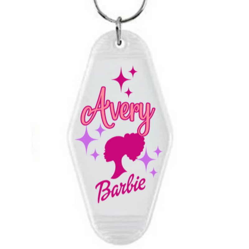 Glow in the Dark Vintage Key Chain - Personalized Barbie Design Large Image