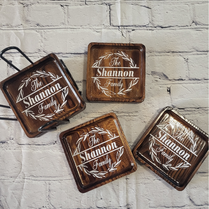 Personalized Wooden Coasters Large Image