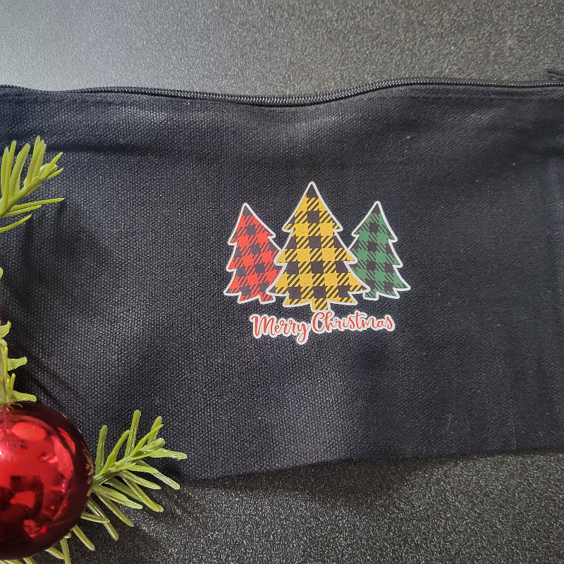 Canvas Holiday Zipper Pouch Black Large Image