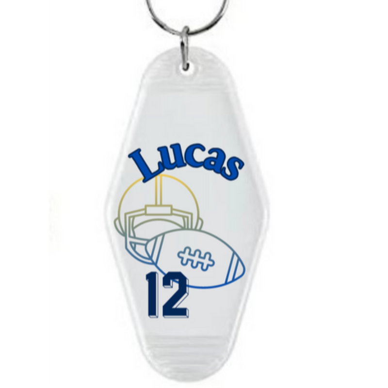 Glow in the Dark Vintage Key Chain - Personalized Football Design Large Image