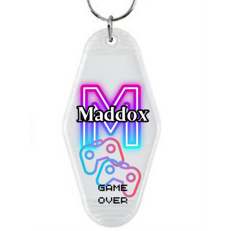 Glow in the Dark Vintage Key Chain - Personalized Video Game Design Main Image