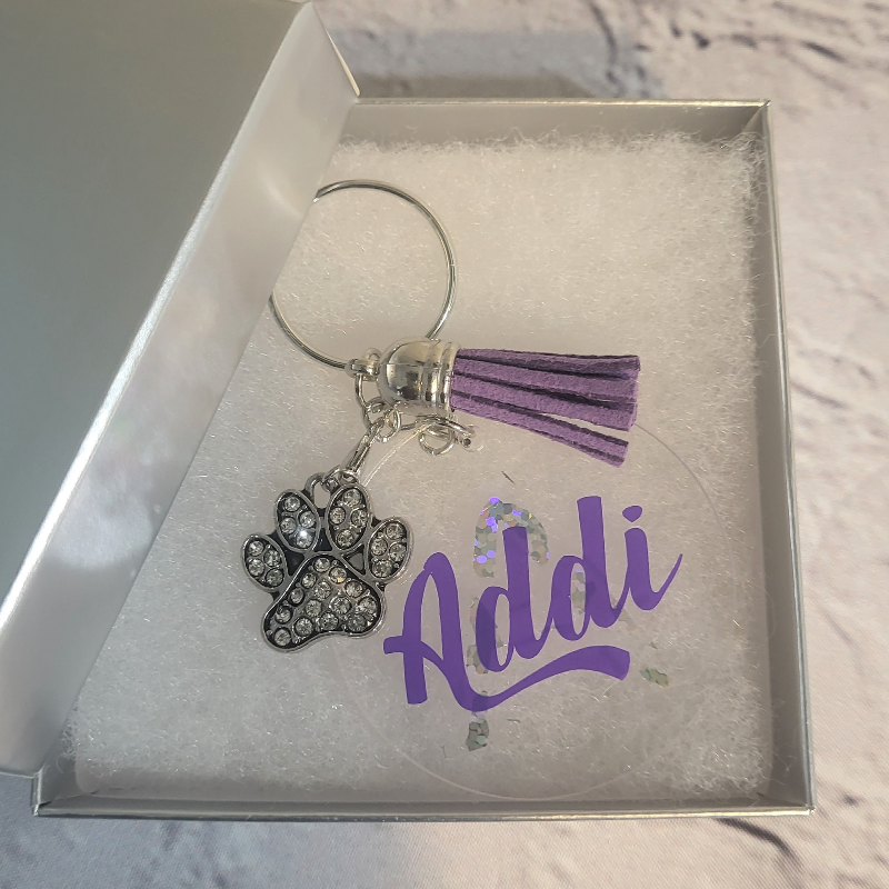 Personalized Acrylic Key Chain with Charm Large Image
