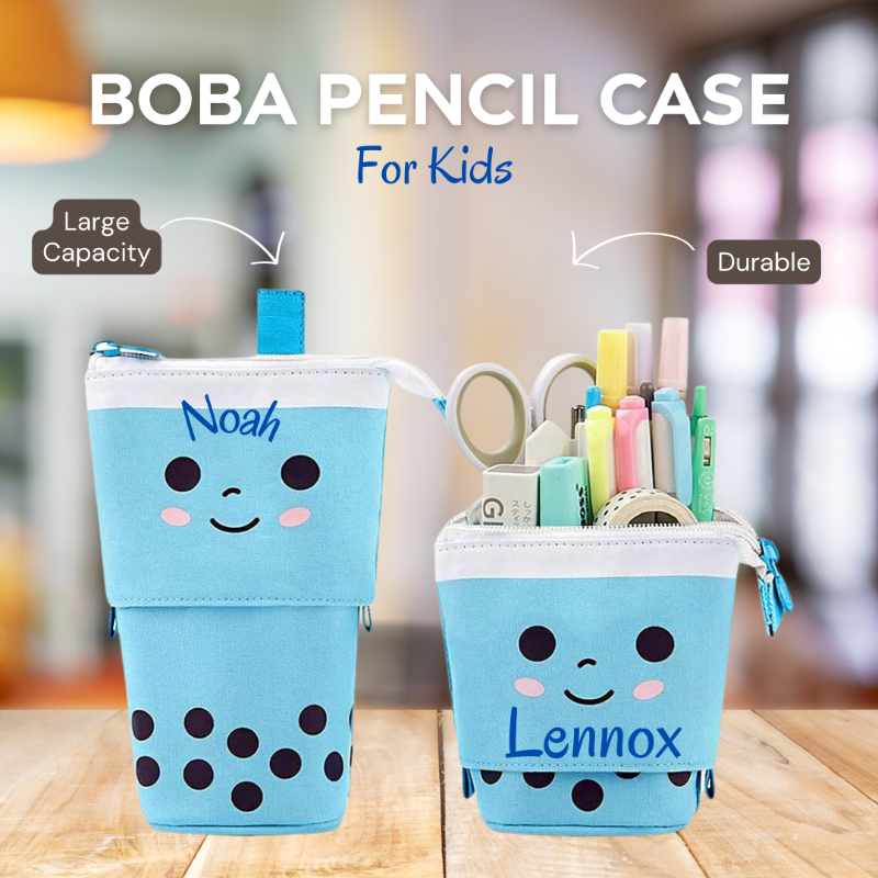 Boba Standing Pencil Case for Kids - Blue Large Image