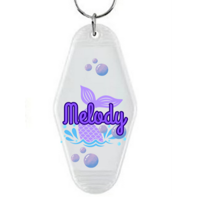 Glow in the Dark Vintage Key Chain - Personalized Mermaid Design Large Image