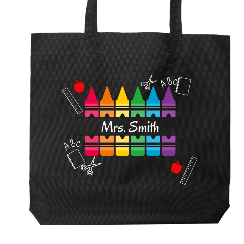 Teacher Crayon Name Canvas Tote  Large Image