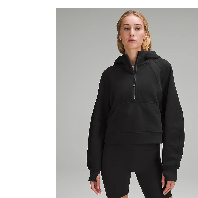 Black Scuba Oversized Half-Zip Hoodie
