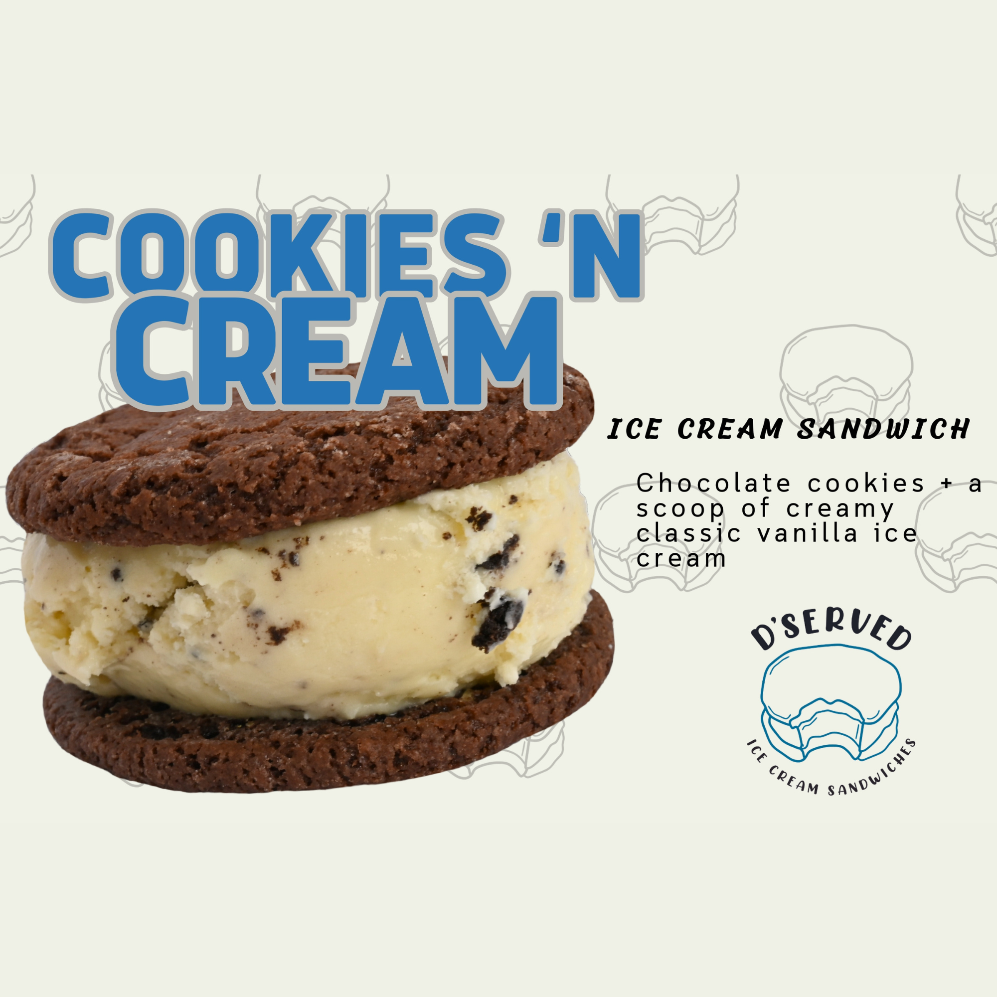 Cookies 'N Cream Ice Cream Sandwich (12 bars/per case)