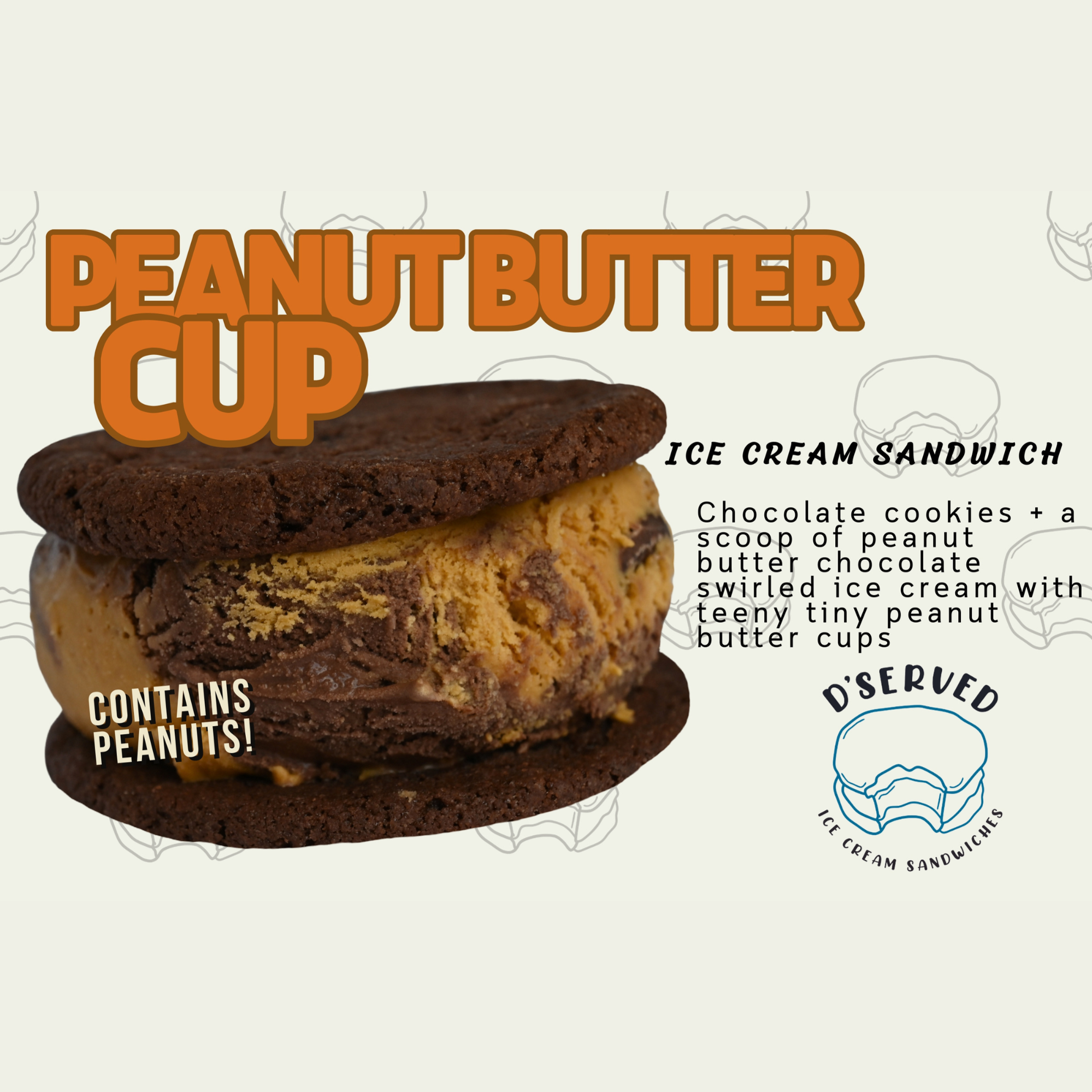 Peanut Butter Cup Ice Cream Sandwich (12 bars/per case)
