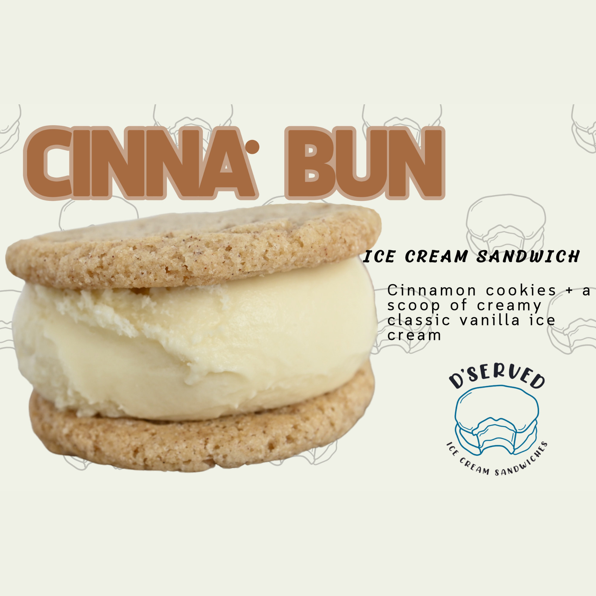 CinnaBun Ice Cream Sandwich (12 bars/per case)