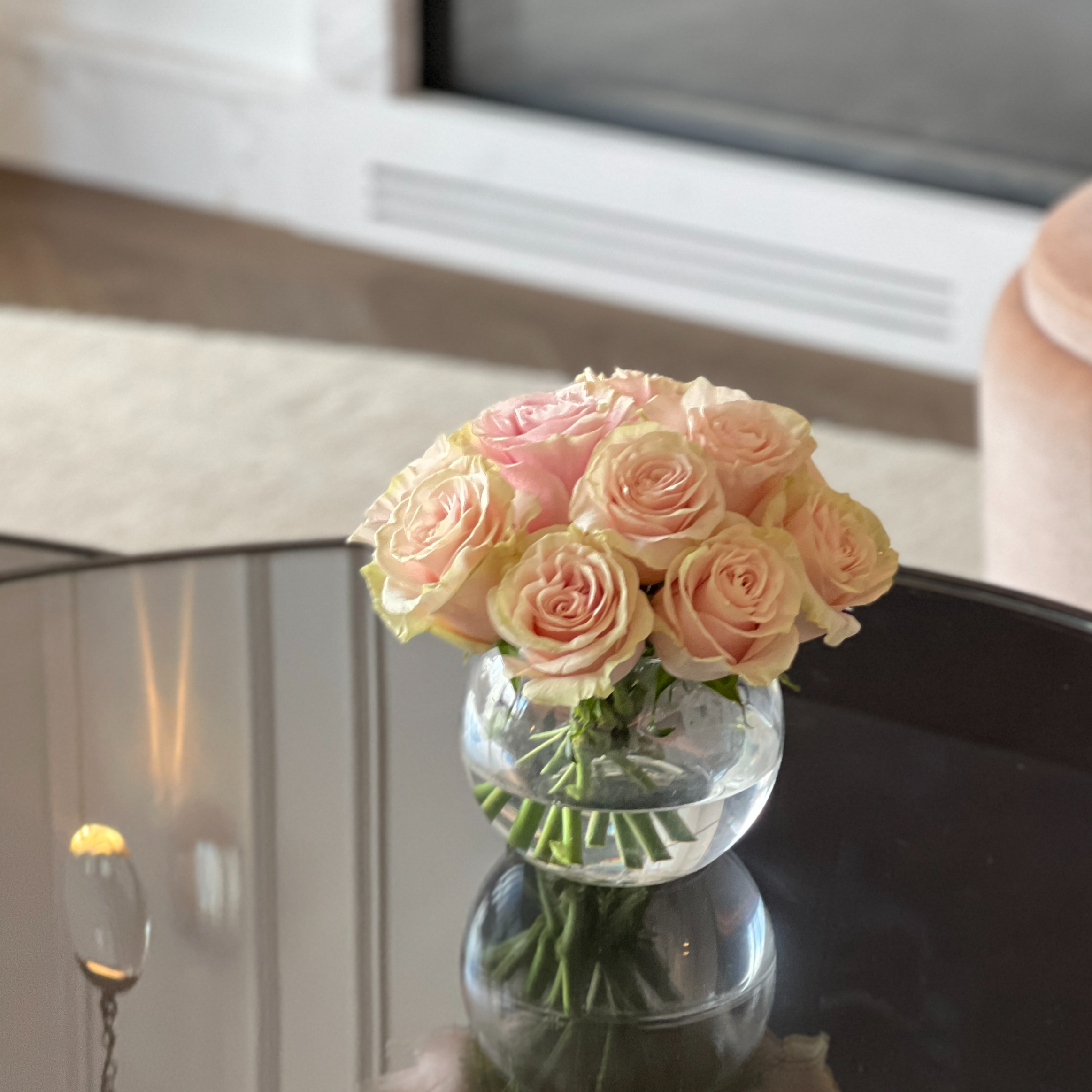 Pink Roses in a bowl vase