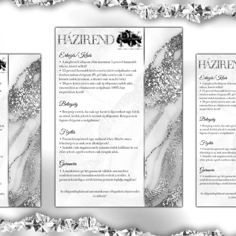 Szalon Etikett / Házirend tervezés