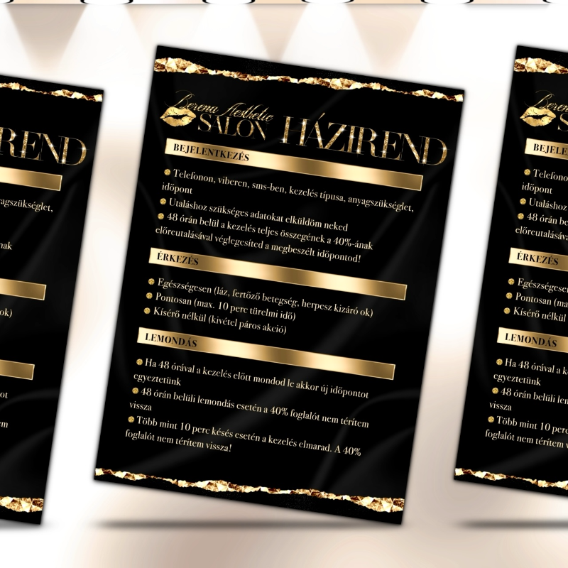 Szalon Etikett / Házirend tervezés