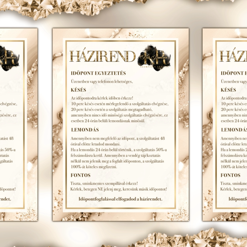 Szalon Etikett / Házirend tervezés