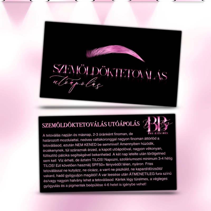 Ápolási útmutató kártya tervezés