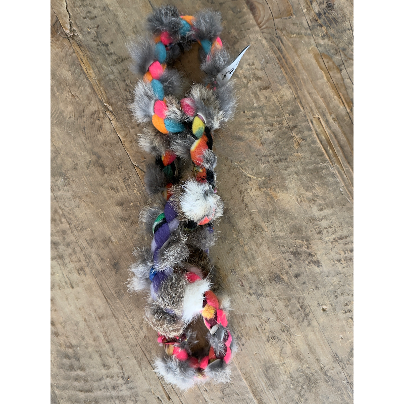 Rabbit Fur Braided Hoop Tug